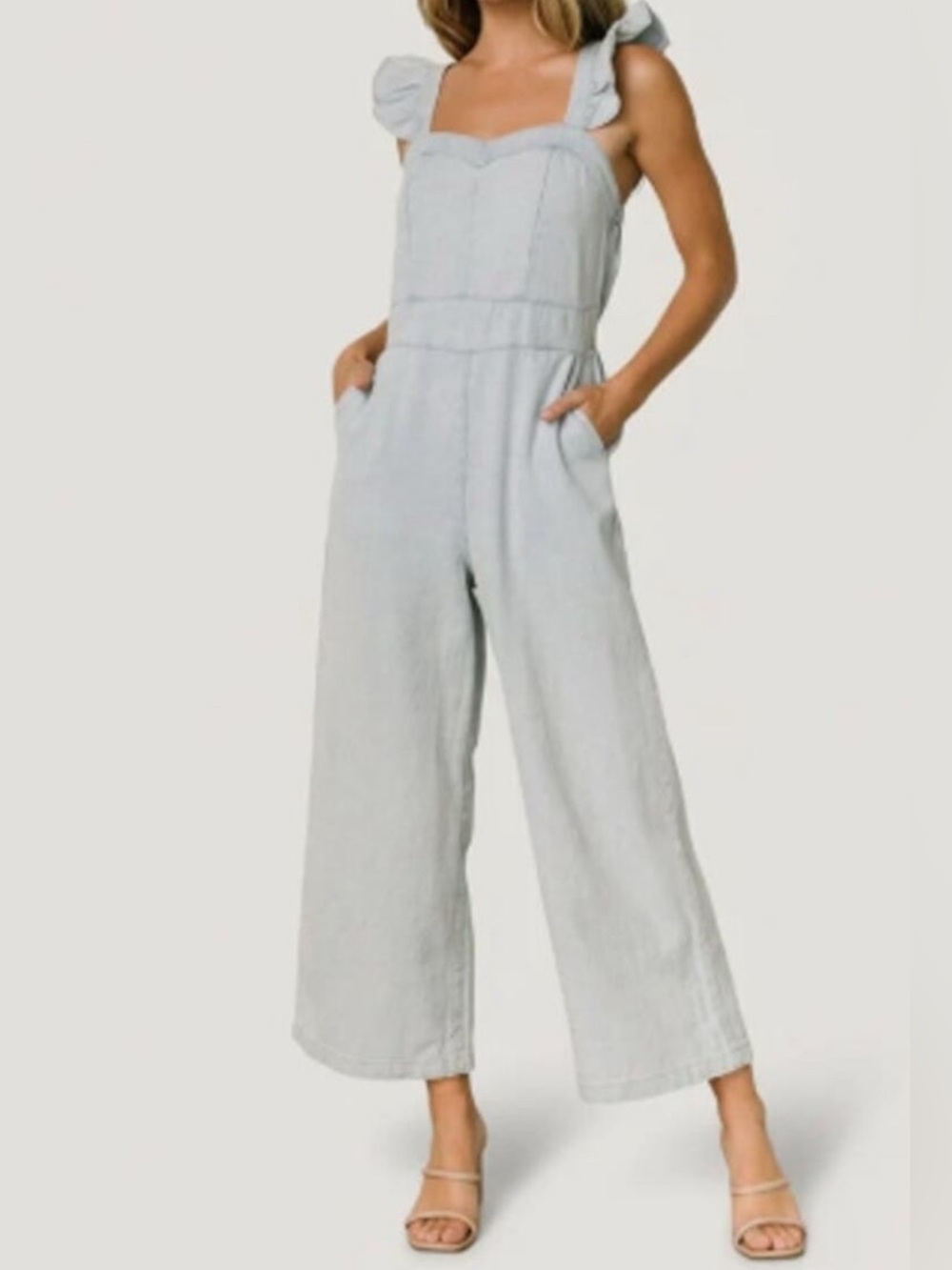 Baltic Born Madison Denim Jumpsuit Light Blue Size Medium